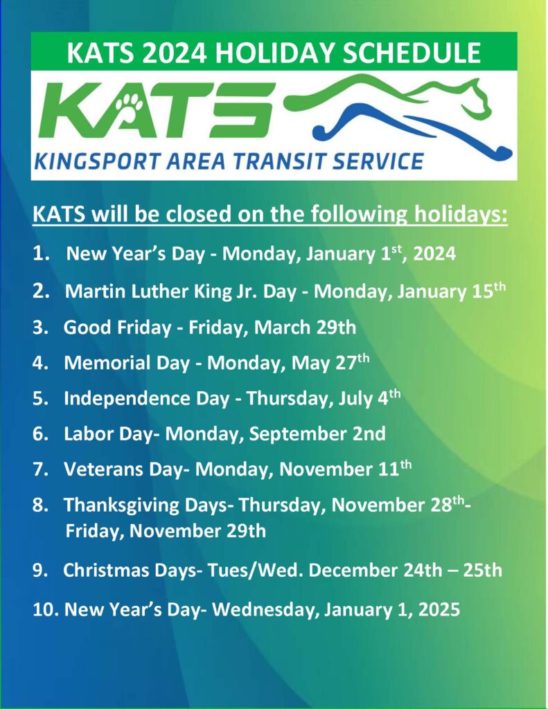 dates for the cats holiday schedule